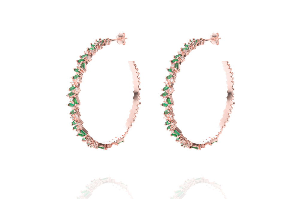 LORA BIG HOOPS - Emerald Grün/ Roségold - LIMITIERT