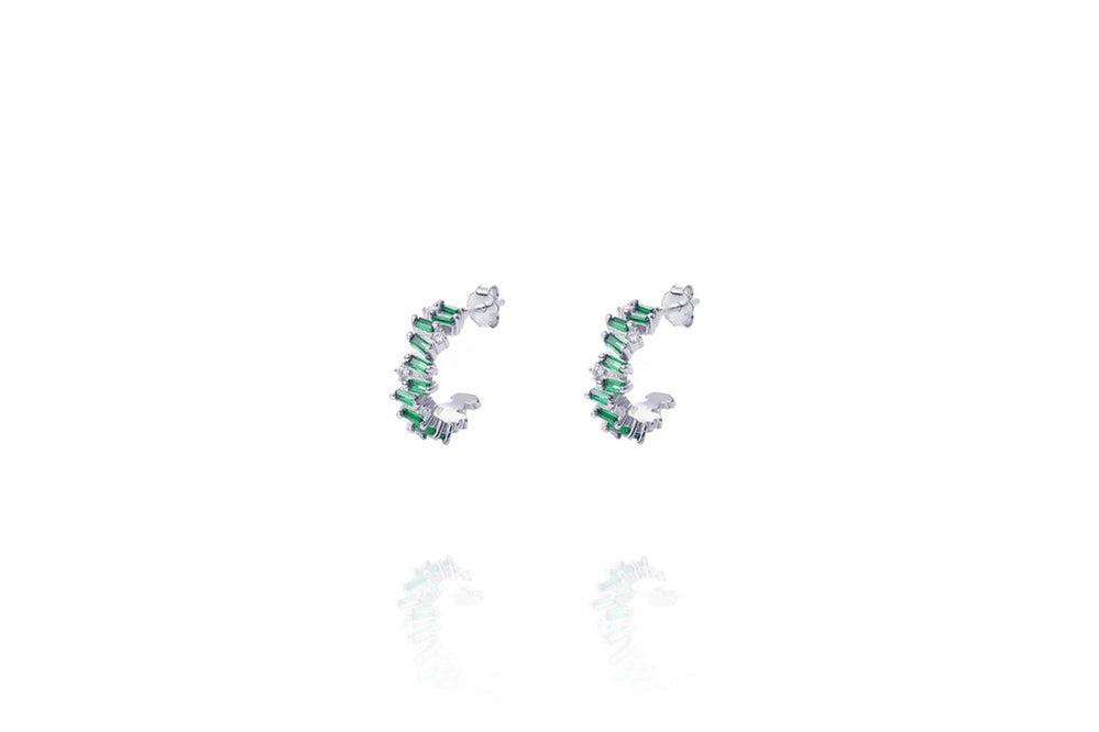 LORA COLOR SMALL HOOPS - Emerald Grün/Silber -LIMITIERT