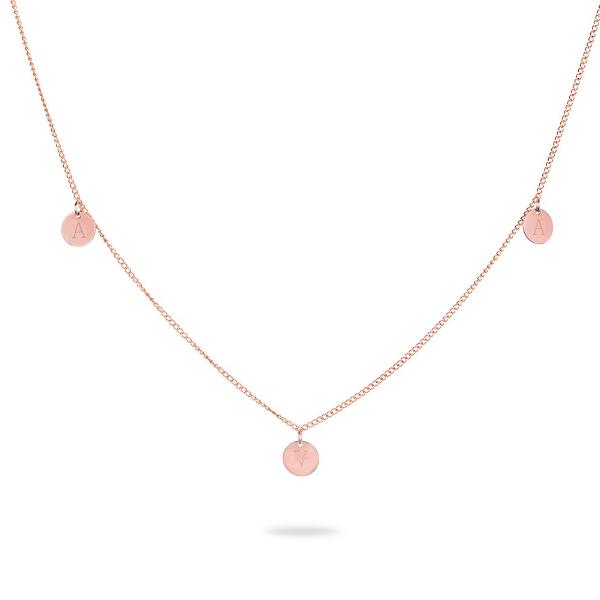 CARA FAMILY INITIAL NECKLACE - Kette mit 3-5 gravierbaren Medaillon Anhängern - Roségold - CLASSYANDFABULOUS JEWELRY