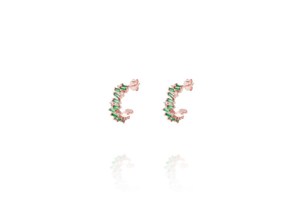 LORA COLOR SMALL HOOPS - Emerald Grün/ Roségold -LIMITIERT