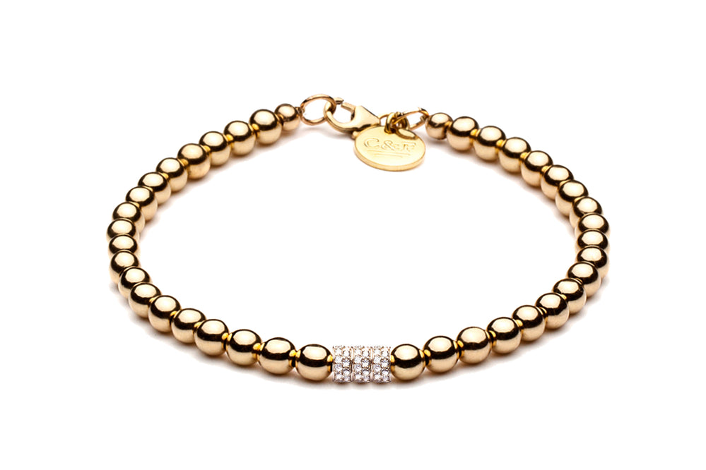 ALAIA MINI - Kugelarmband mit Glitzerelementen - NEU 4mm - Gold