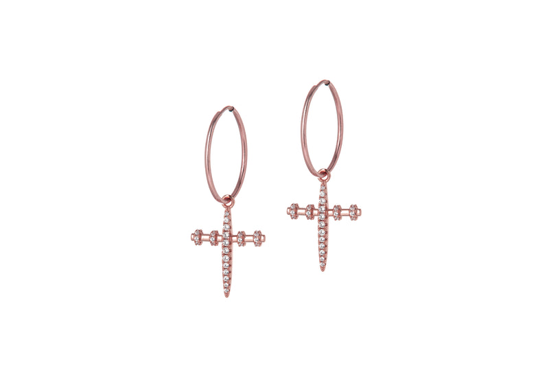 ALIX - THE EXCLUSIVE PM CROSS HOOPS  -  ROSÈGOLD