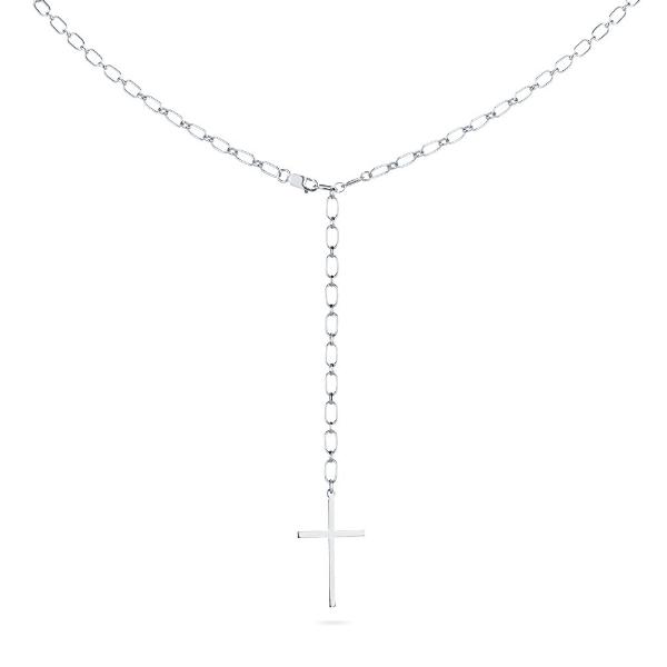 LIV - Stylische Kette mit Kreuz Anhänger - individuell einstellbar -  Silber - CLASSYANDFABULOUS JEWELRY