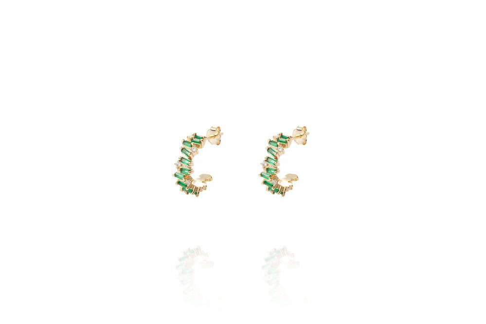 LORA COLOR SMALL HOOPS - Emerald Grün/Gold -LIMITIERT
