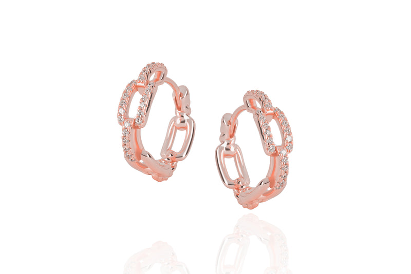 DAYA 2in1  - THE SMALL CHAIN HOOPS - Roségold
