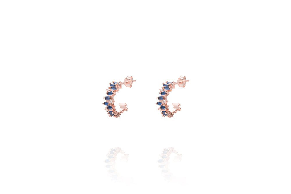 LORA COLOR SMALL HOOPS - Saphir Blau / Roségold -LIMITIERT