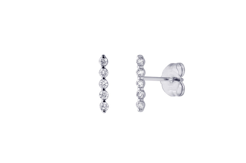 GIADA - 5 Diamonds Straight Bar Diamond Stud Earring - 14K Whitegold