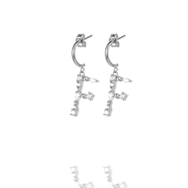 Letter Earrings - Ohrring mit Buchstabenanhänger - Silber - CLASSYANDFABULOUS JEWELRY