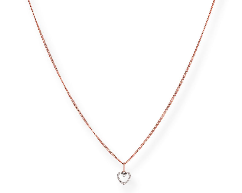Diamond Heart Chain - Kette mit Herz Anhänger aus Diamanten -  Roségold