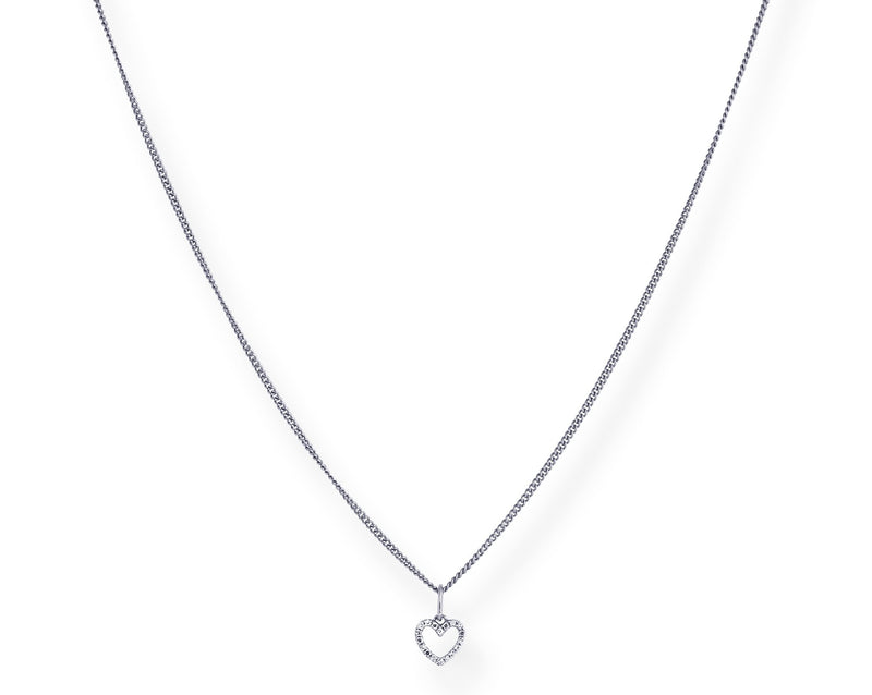 Diamond Heart Chain - Kette mit Herz Anhänger aus Diamanten -  Weissgold