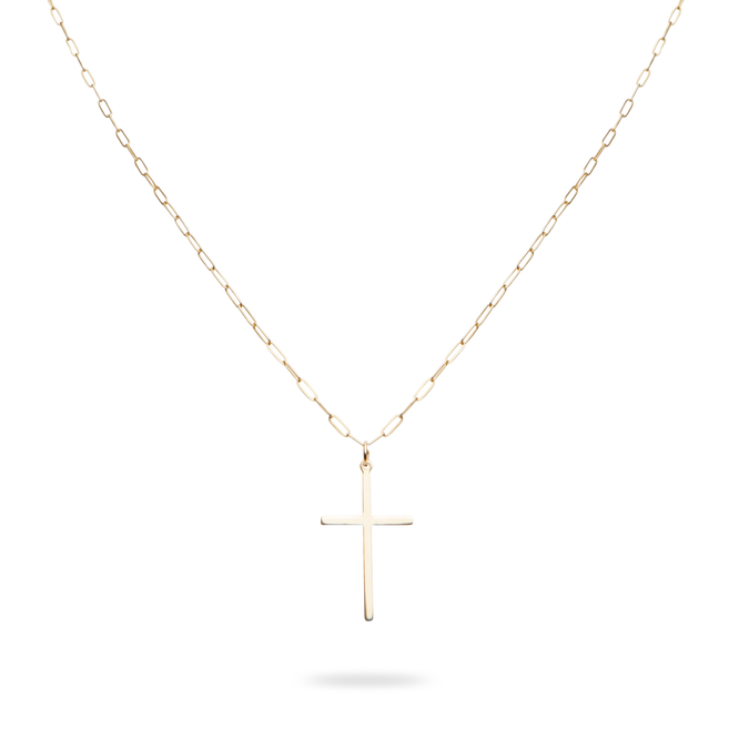LEA - Moderne Kette mit Kreuz Anhänger - individuell einstellbar - Gold - CLASSYANDFABULOUS JEWELRY