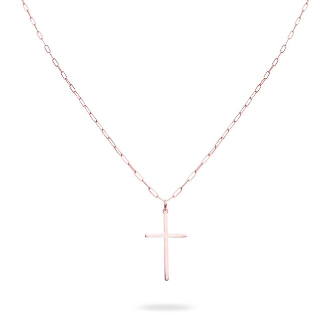 LEA - Moderne Kette mit Kreuz Anhänger - individuell einstellbar - Roségold - CLASSYANDFABULOUS JEWELRY