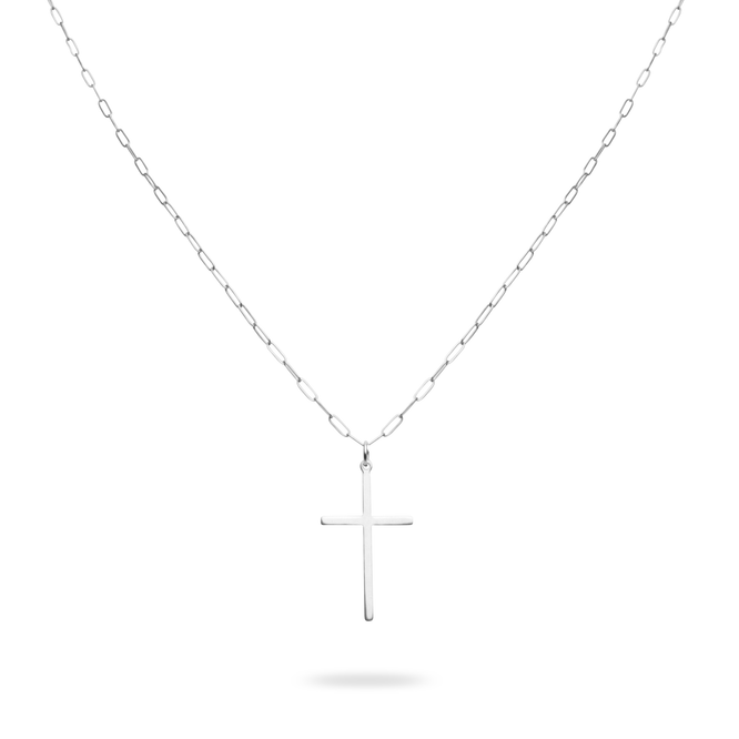 LEA - Moderne Kette mit Kreuz Anhänger - individuell einstellbar - Silber - CLASSYANDFABULOUS JEWELRY
