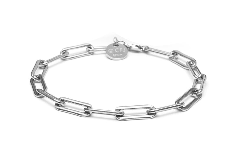 VALDA Jumbo Long Link Bracelet - stylisches Gliederarmband -  Silber - CLASSYANDFABULOUS JEWELRY