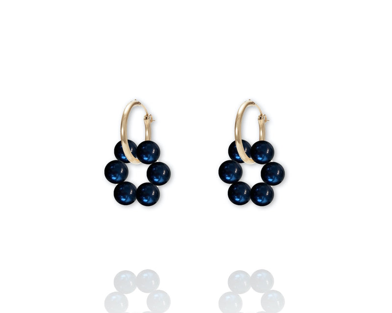ABSOLUT AZALEA Pearl Earring - Gold / Dark Blue