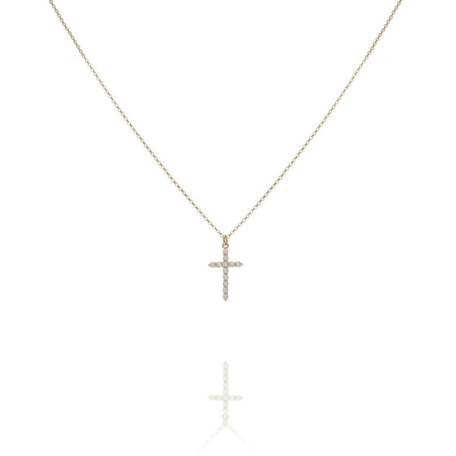 VARA -The Cross Necklace - Kette mit elegantem Pavé- Kreuz Anhänger - Gold - CLASSYANDFABULOUS JEWELRY
