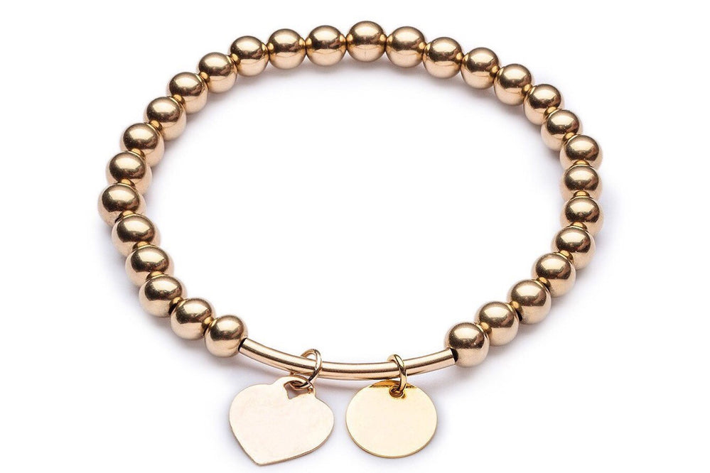 KANA Medium - Engravable Bracelet - 5mm Kugelarmband mit Gravuranhänger • verschiedene Optionen - Gold - CLASSYANDFABULOUS JEWELRY