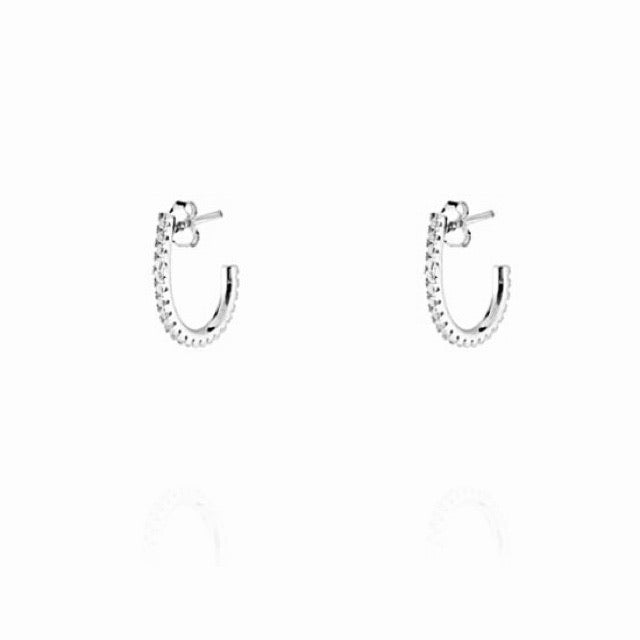 RAHEL - Round Pin Huggie with Pavé Zirconia - Silber - CLASSYANDFABULOUS JEWELRY