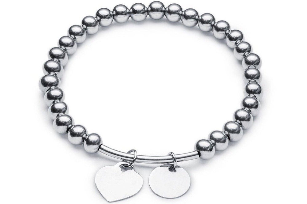 KANA Medium - Engravable Bracelet - 5mm Kugelarmband mit Gravuranhänger - Silber - CLASSYANDFABULOUS JEWELRY