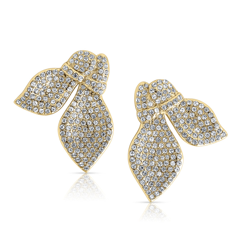Crystal Leaf Oversize Earrings – Gold