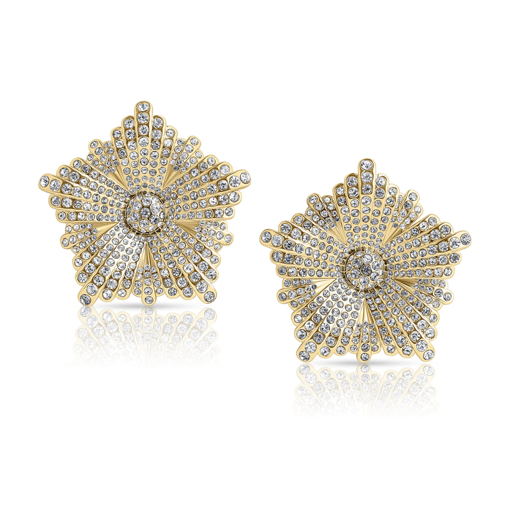 Peony Crystal Oversize Earrings - Gold