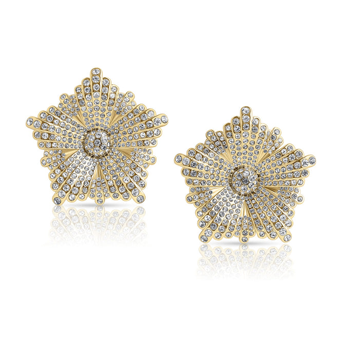 Peony Crystal Oversize Earrings - Gold