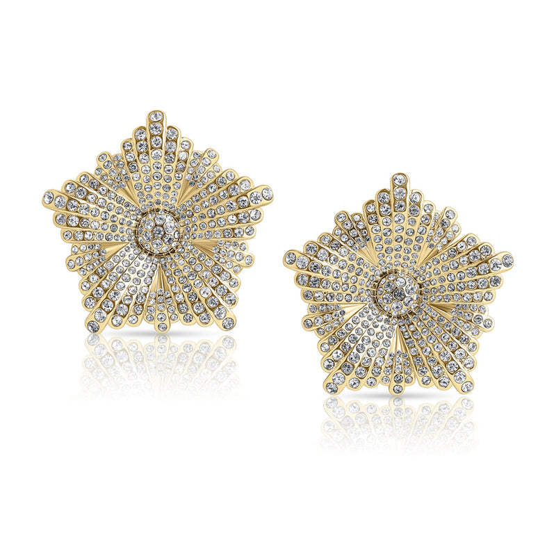 Peony Crystal Oversize Earrings - Gold