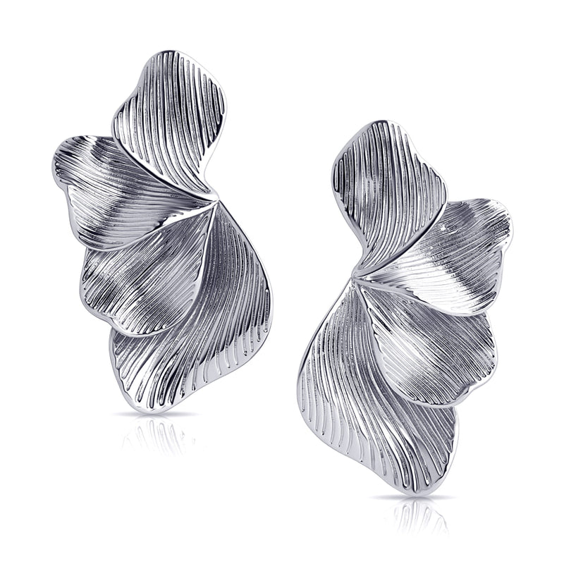 Oversize Ginkgo Leaf Earings - Silber