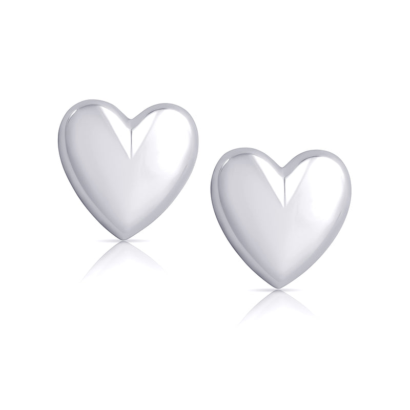 Puffy Heart Oversize Earrings- Silber