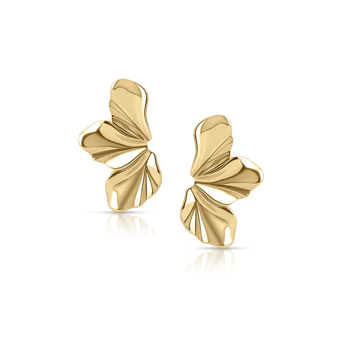 Sculptural Flow Mini Earrings  -  Gold