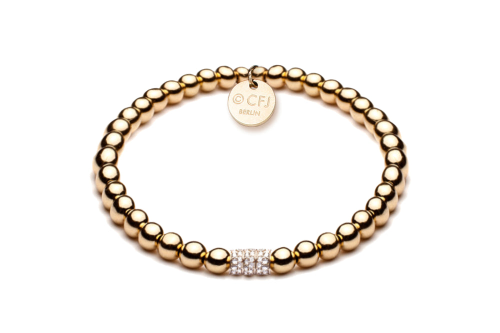 ALAIA  - Kugelarmband mit Glitzerelementen - Elastisch oder mit Verschluss - 4mm - 14k Gold/ Roségold filled