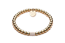 ALAIA  - Kugelarmband mit Glitzerelementen - Elastisch oder mit Verschluss - 4mm - 14k Gold/ Roségold filled