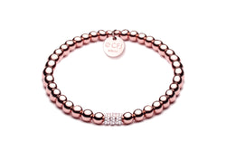 ALAIA  - Kugelarmband mit Glitzerelementen - Elastisch oder mit Verschluss - 4mm - 14k Gold/ Roségold filled