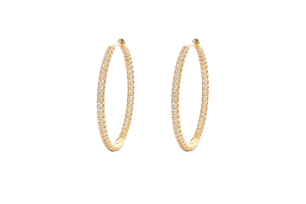 ALEA 2in1 - DIAMOND INSIDE OUTSIDE HOOPS -  14k Gold Vermeil