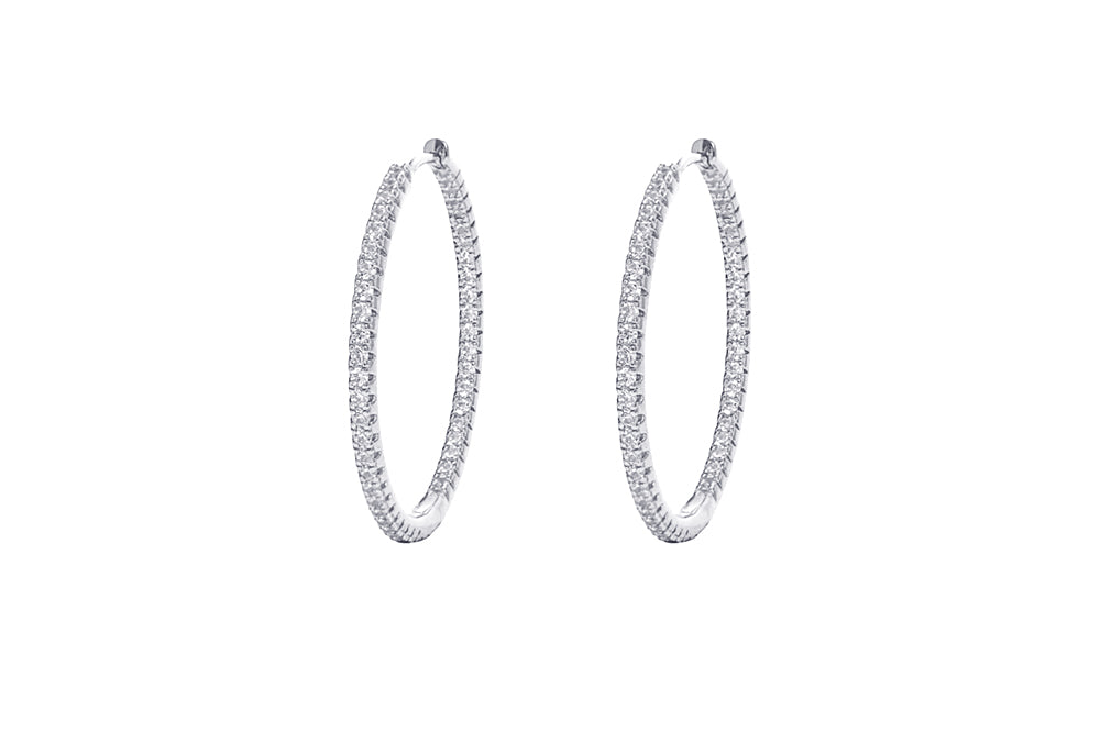 ALEA 2in1 - DIAMOND INSIDE OUTSIDE HOOPS - 925 Silber rhodiniert