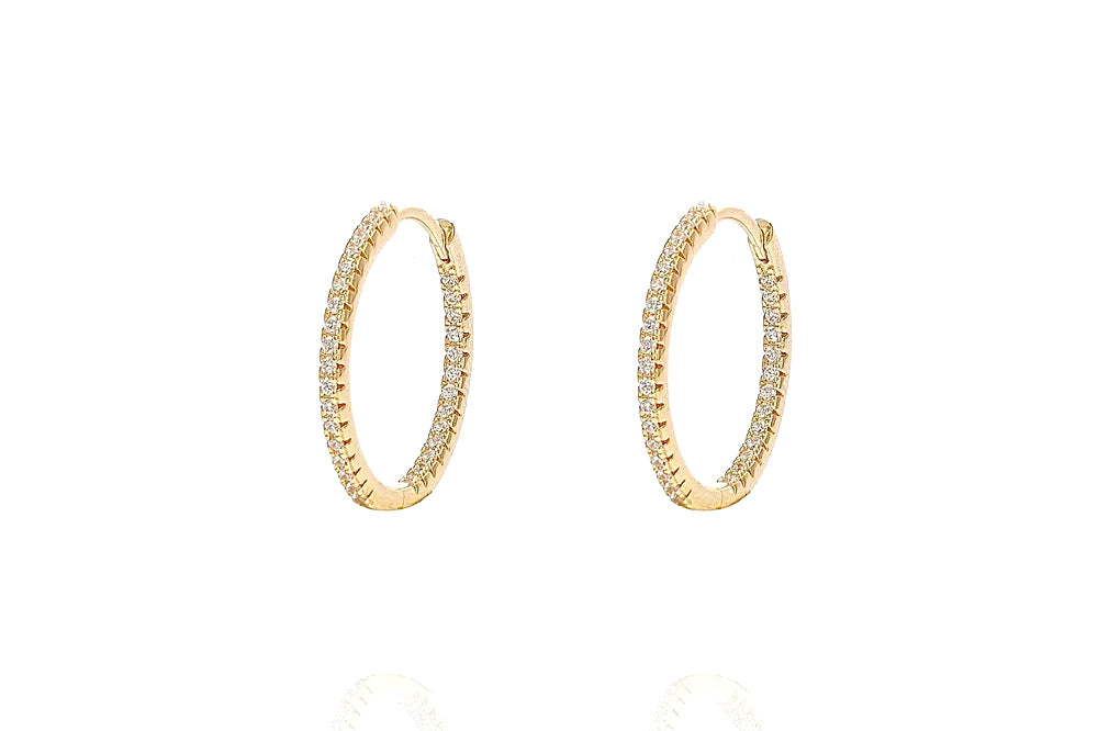 ALEA 2in1 - DIAMOND INSIDE OUTSIDE HOOPS -  14k Gold Vermeil