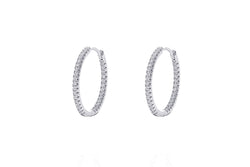 ALEA 2in1 - DIAMOND INSIDE OUTSIDE HOOPS - 925 Silber rhodiniert