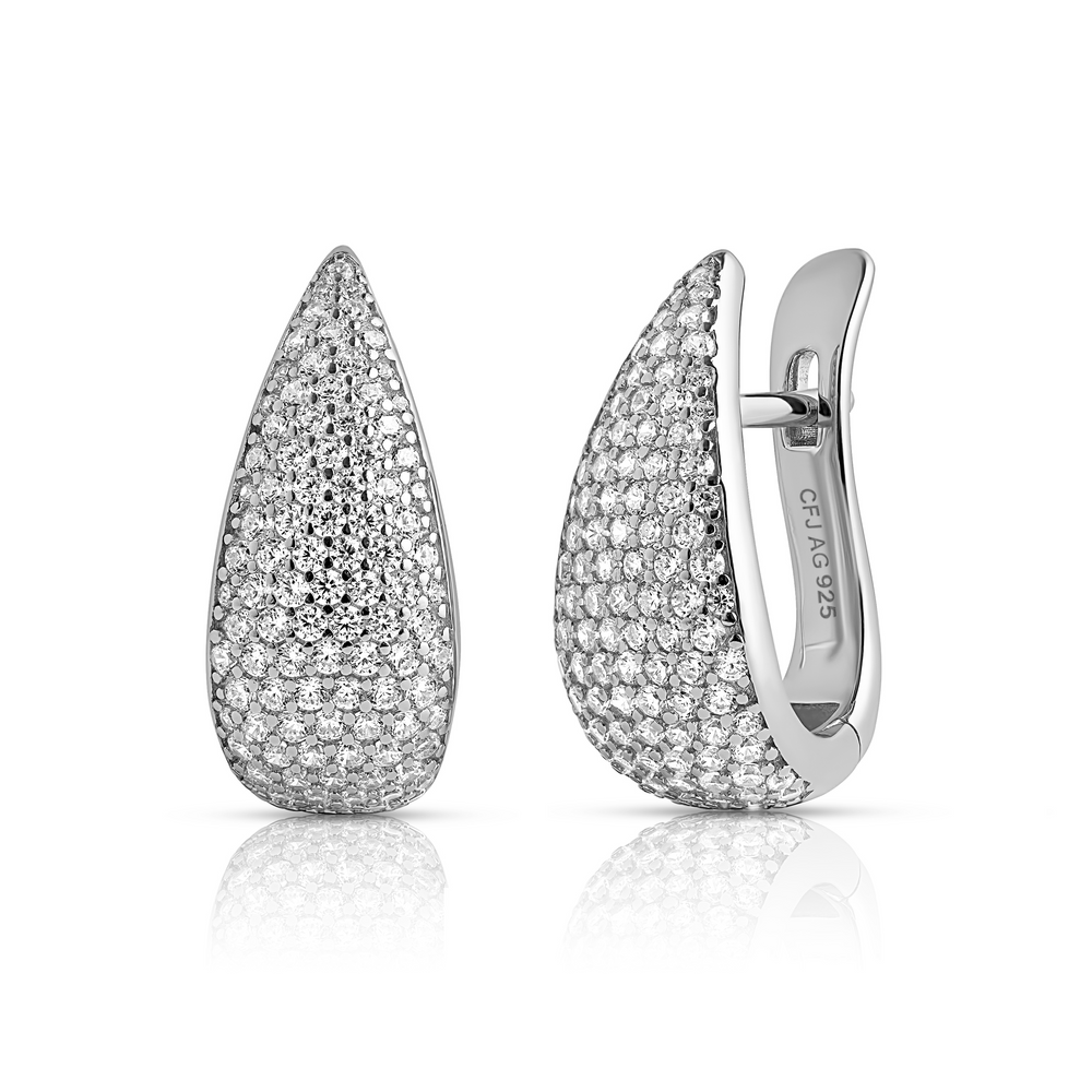 BOLD Pavé DROP Earrings - Silber