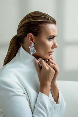 Oversize Ginkgo Leaf Earings - Silber