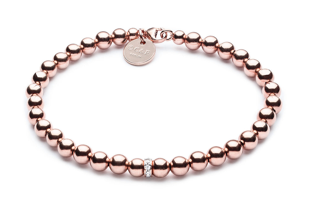 ONE DIAMOND  - 5mm Kugelarmband mit Diamanten -  14k Gold filled / 14k Roségold filled