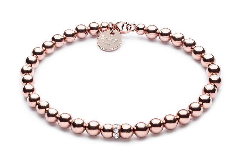 ONE DIAMOND  - 5mm Kugelarmband mit Diamanten -  14k Gold filled / 14k Roségold filled
