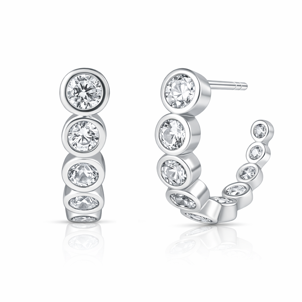 Oseana Diamond Curve Earrings - Silber