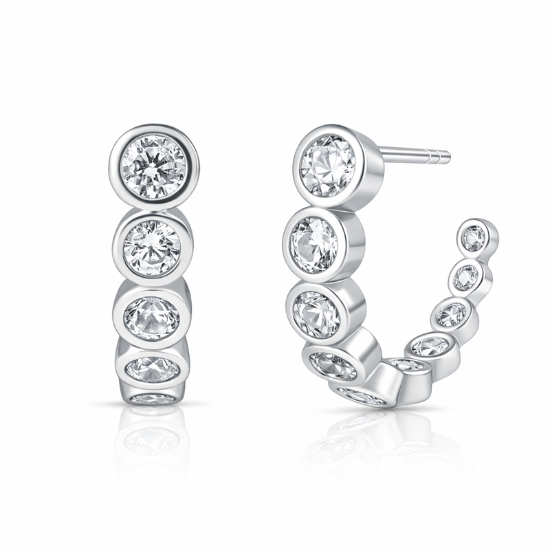 Oseana Diamond Curve Earrings - Silber