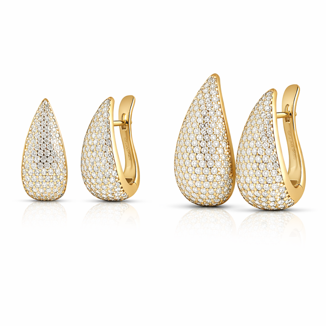 BOLD Pavé DROP Earrings - 2 Sizes-  Gold