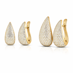 BOLD Pavé DROP Earrings - 2 Sizes-  Gold