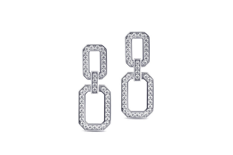 HARYET- DIAMOND LINKS MEDIUM EARRINGS- SILBER