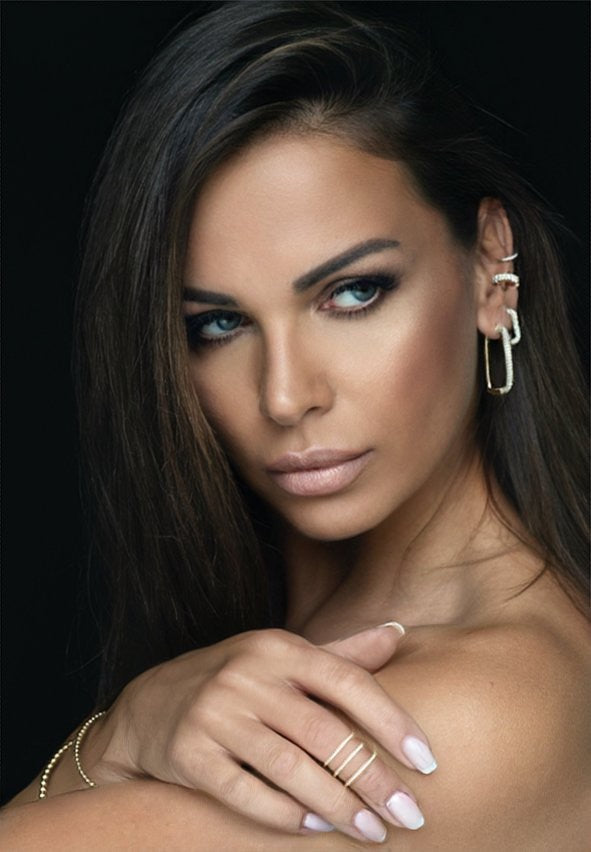 CELINÈ - FULL PAVÈ PM TREASURE RECTANGLE HOOPS - SILBER