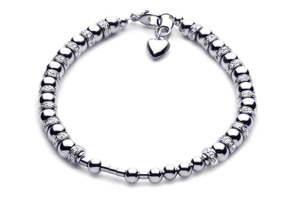Kugelarmband/ Namensarmband • The MORSE CODE LUXURY • Couple • Silber