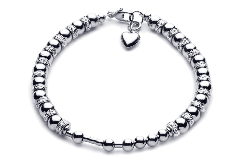 Kugelarmband/ Namensarmband - The MORSE CODE LUXURY - 925 Silber