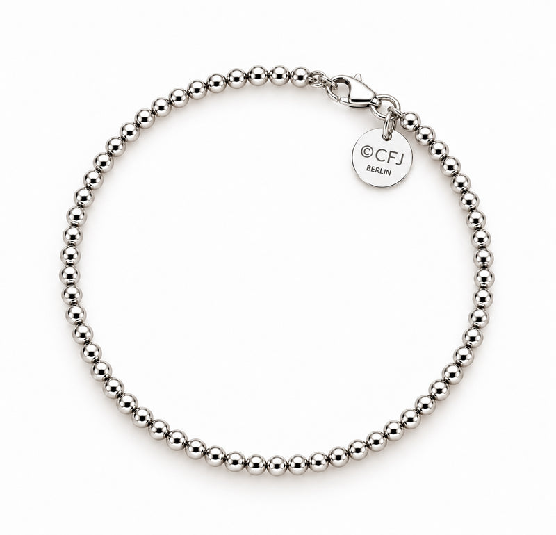 Kugelarmband 3mm - 925 Silber /925 Rhodium Silber
